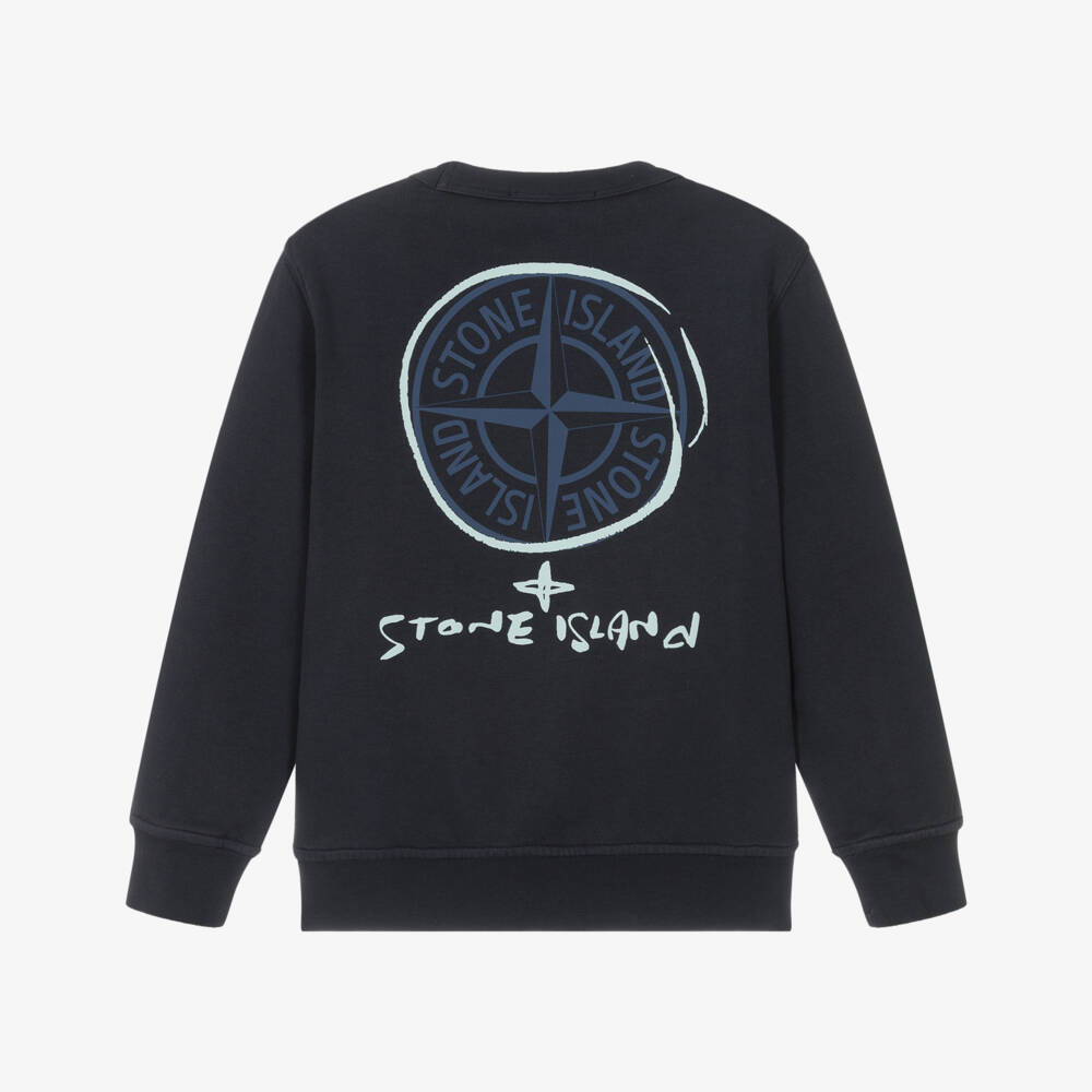 Stone Island Junior-Boys Navy Blue Cotton Compass Logo Print Sweatshirt | Childrensalon Outlet