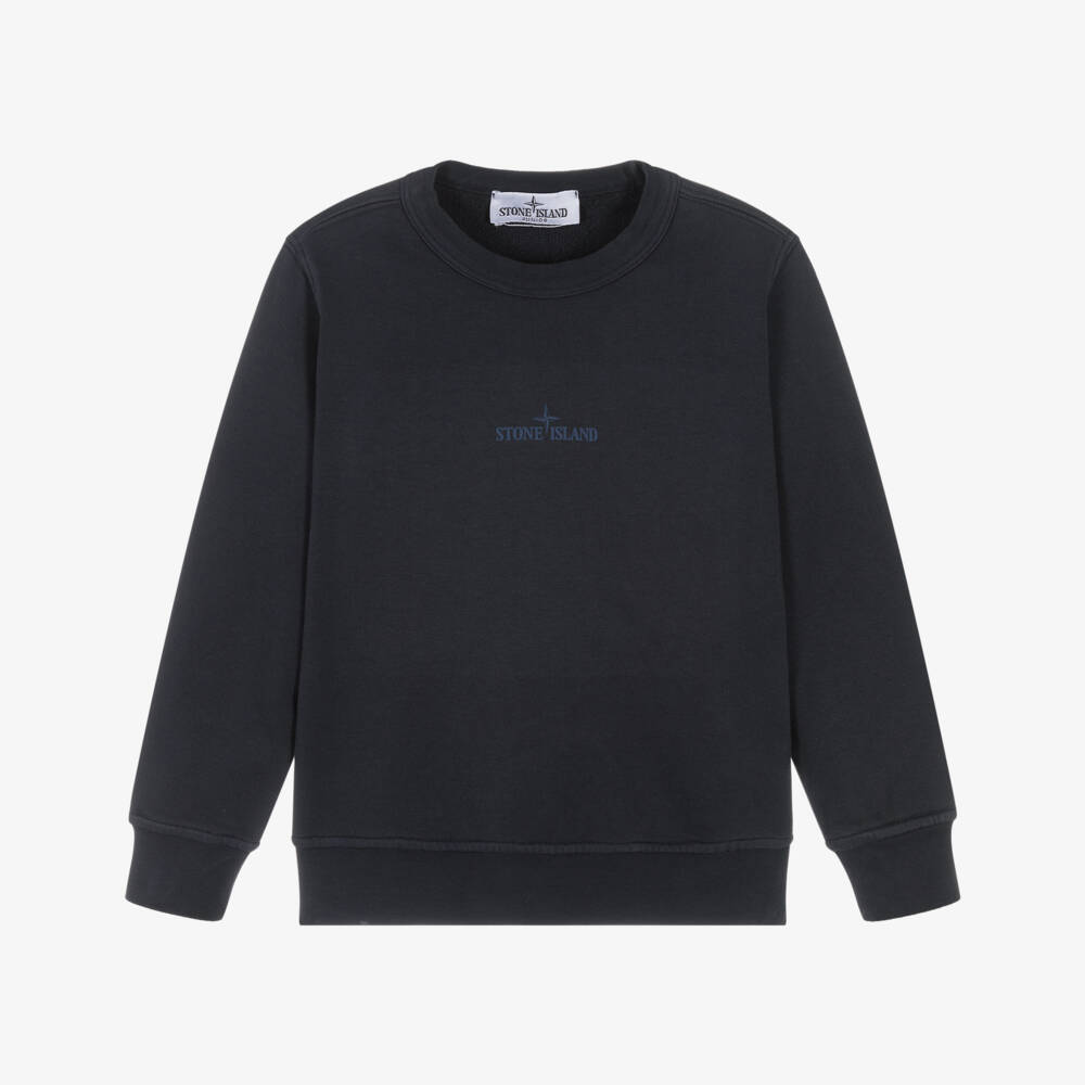 Stone Island Junior-Boys Navy Blue Cotton Compass Logo Print Sweatshirt | Childrensalon Outlet