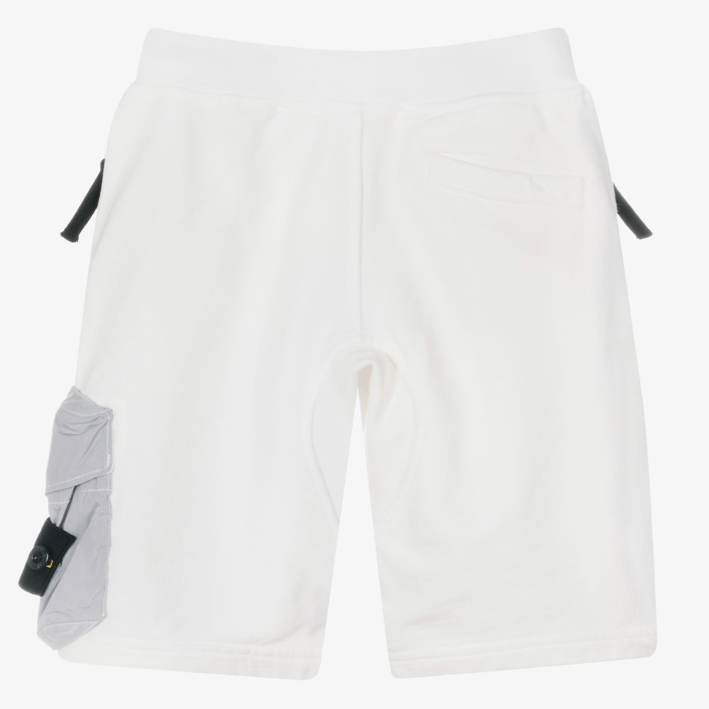 Stone Island Junior Boys White Cotton Shorts