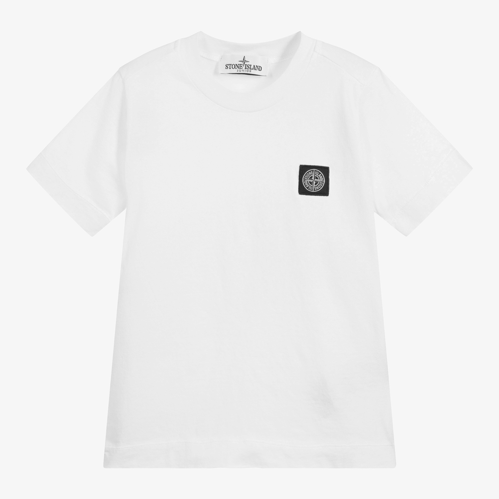 Stone Island Junior - T-shirt blanc en coton Garçon | Childrensalon