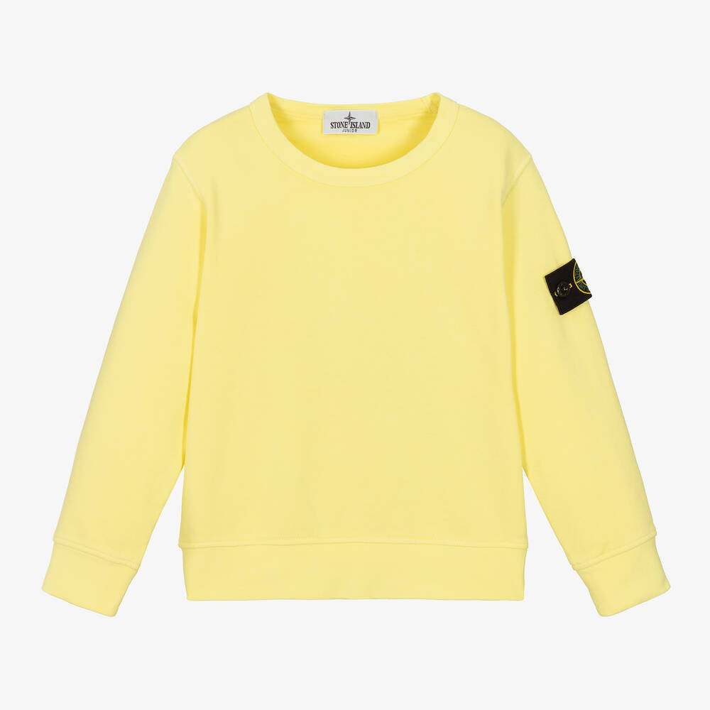 Stone Island Junior - Boys Yellow Cotton Logo Sweatshirt | Childrensalon
