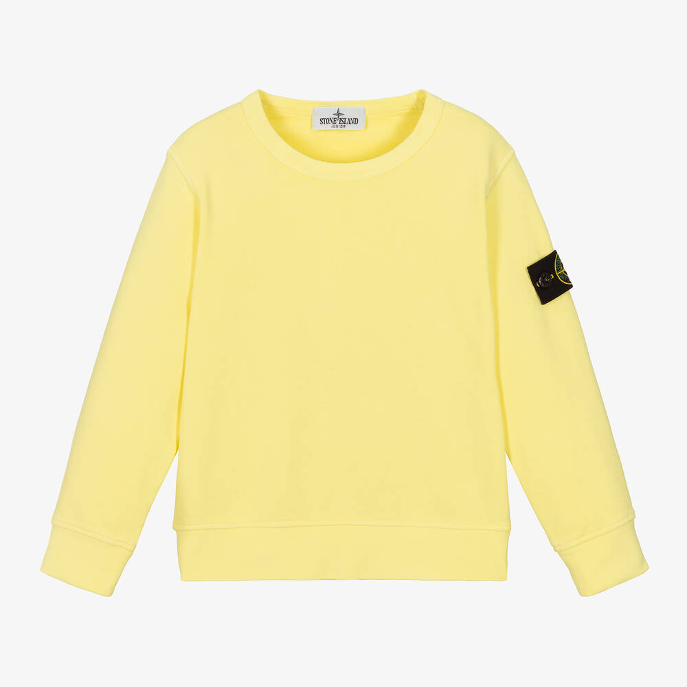 Stone Island Junior - Sweat jaune en coton garçon | Childrensalon