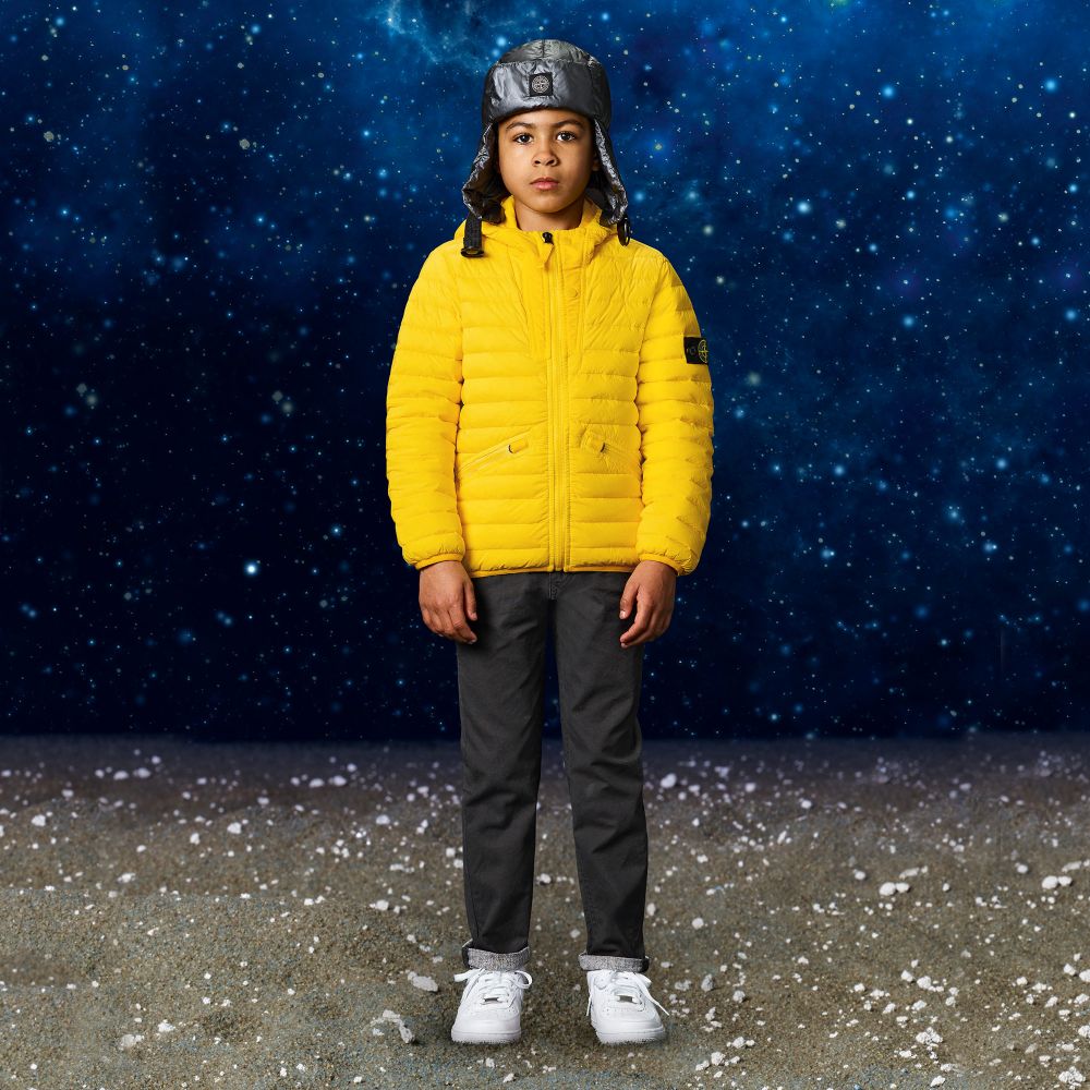 Stone Island Junior - Boys Yellow Down Jacket | Childrensalon Outlet