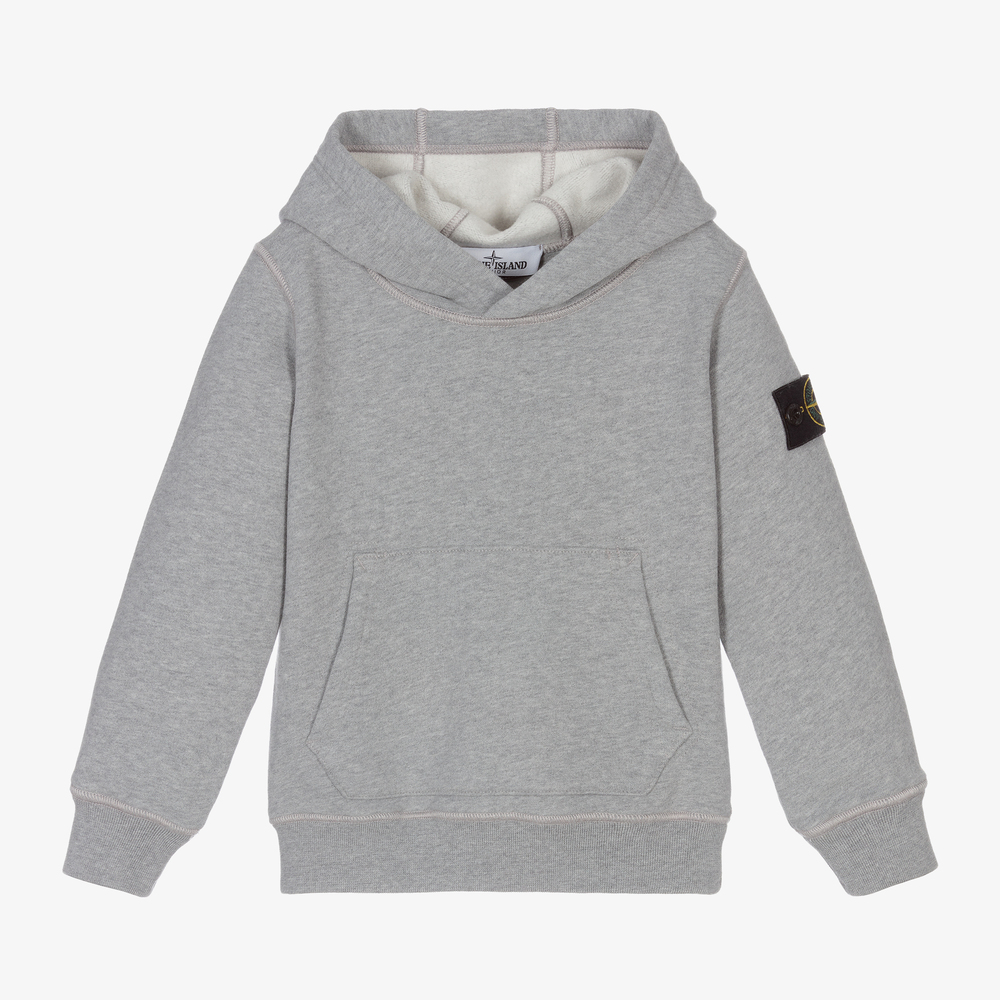 Stone Island Junior - Grauer Kapuzenpulli aus Baumwolle | Childrensalon