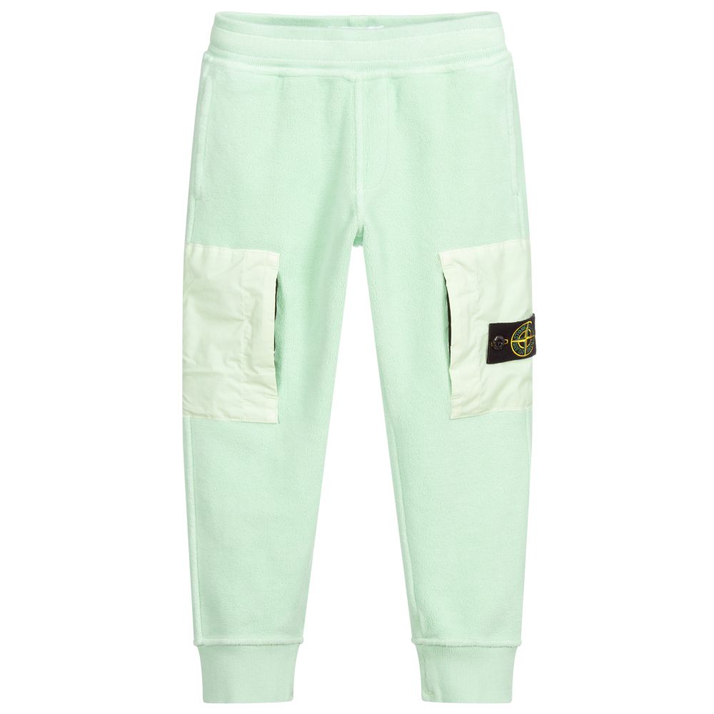 Stone Island Junior - Pantalon de jogging vert pâle en polaire | Childrensalon