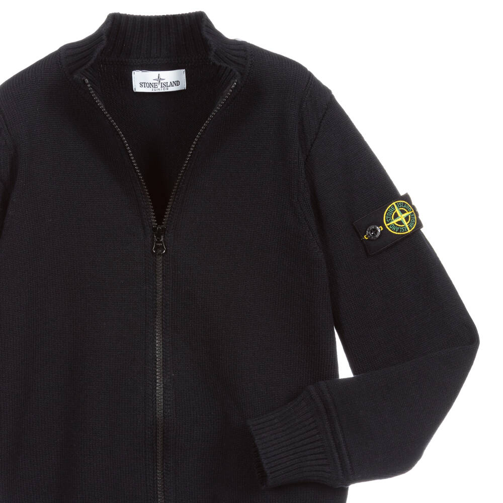 Stone Island Junior - Teen Blue Logo Zip-Up Top | Childrensalon Outlet