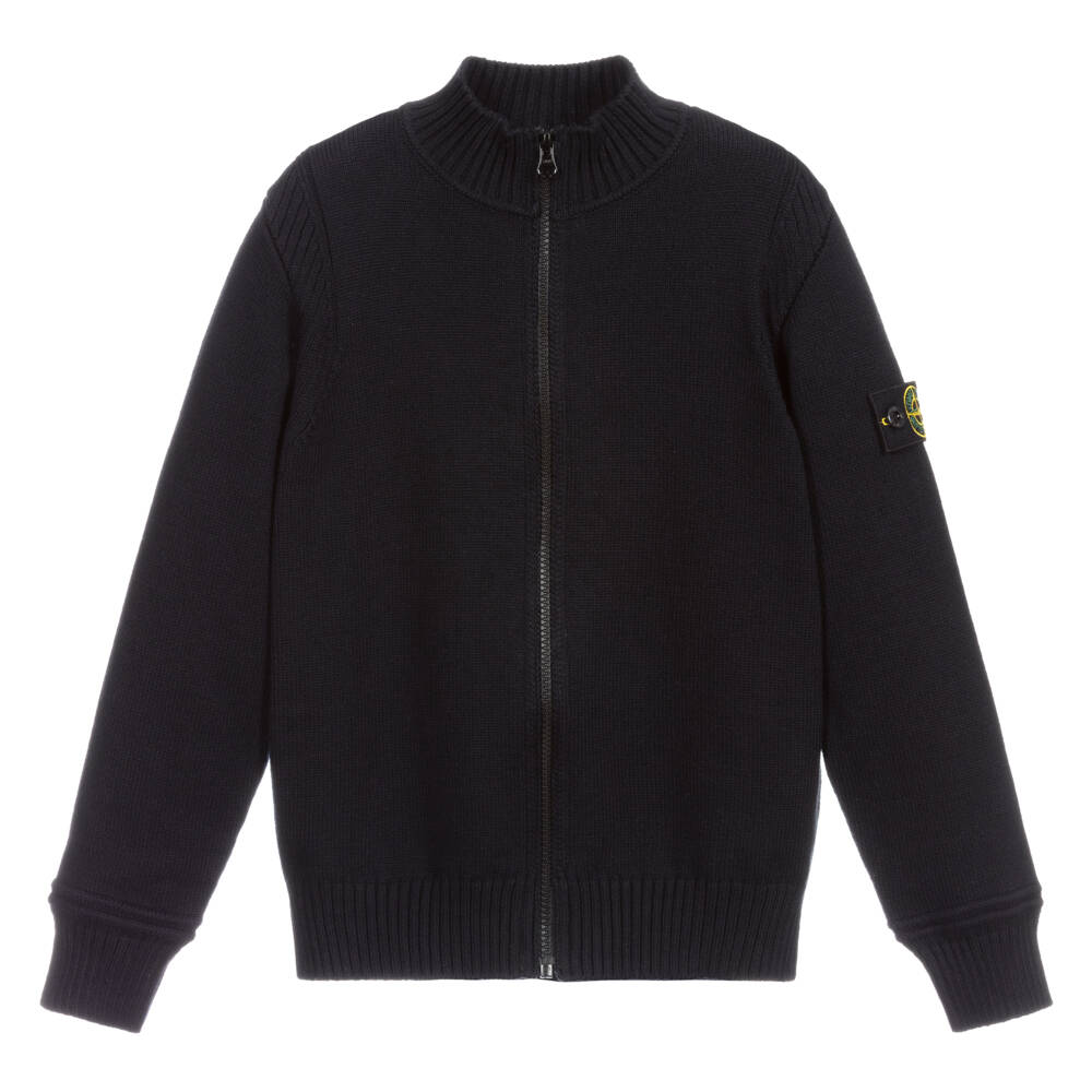 Stone Island Junior - Teen Blue Logo Zip-Up Top | Childrensalon Outlet