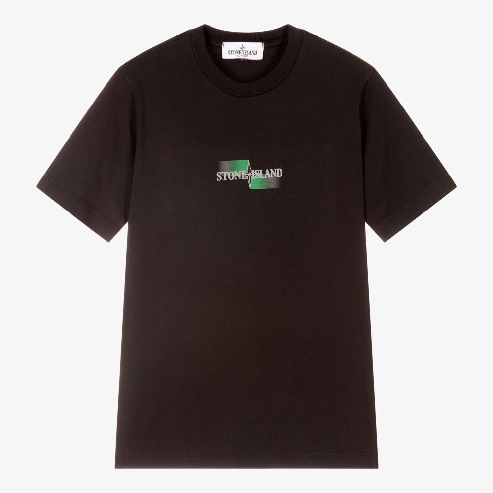 Stone Island Junior - Teen Boys Black Logo T-Shirt | Childrensalon