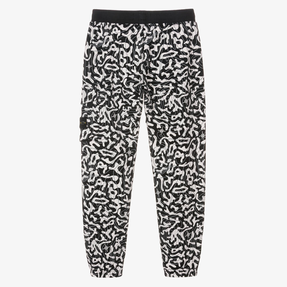 Stone Island Junior-Teen Boys Black & White Joggers | Childrensalon Outlet