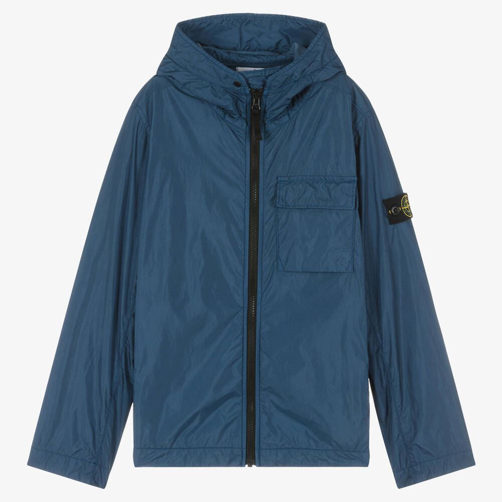 Stone Island Junior - Teen Boys Blue Logo Badge Jacket | Childrensalon