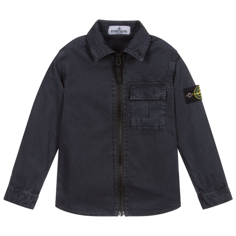 Stone Island Junior - Teen Boys Blue Logo Shirt | Childrensalon