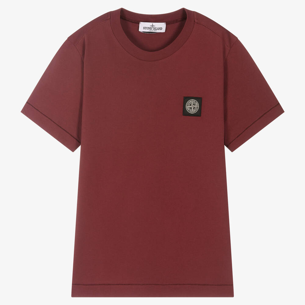 Stone Island Junior - Teen Boys Dark Red T-Shirt | Childrensalon