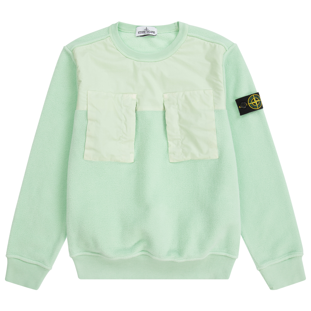 Stone Island Junior-Teen Green Logo Sweatshirt  | Childrensalon Outlet