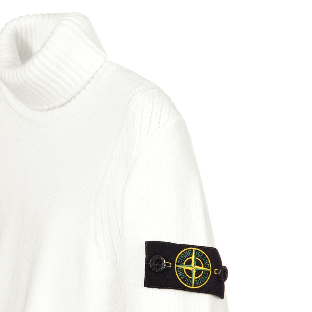 Stone Island Junior White Roll Neck Sweater Childrensalon Outlet