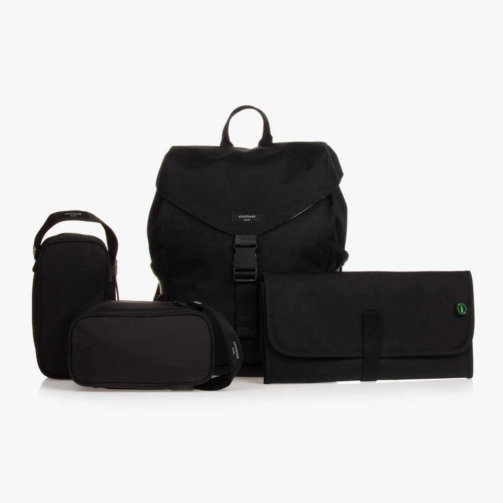 Storksak-Black Eco Backpack Changing Bag (34cm) | Childrensalon Outlet