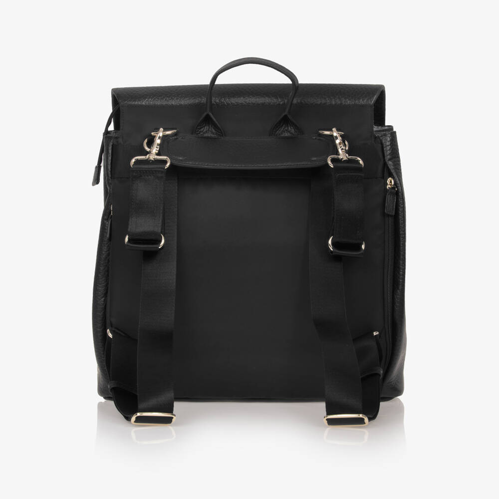 Storksak-Black St James Leather Changing Bag (37cm) | Childrensalon Outlet