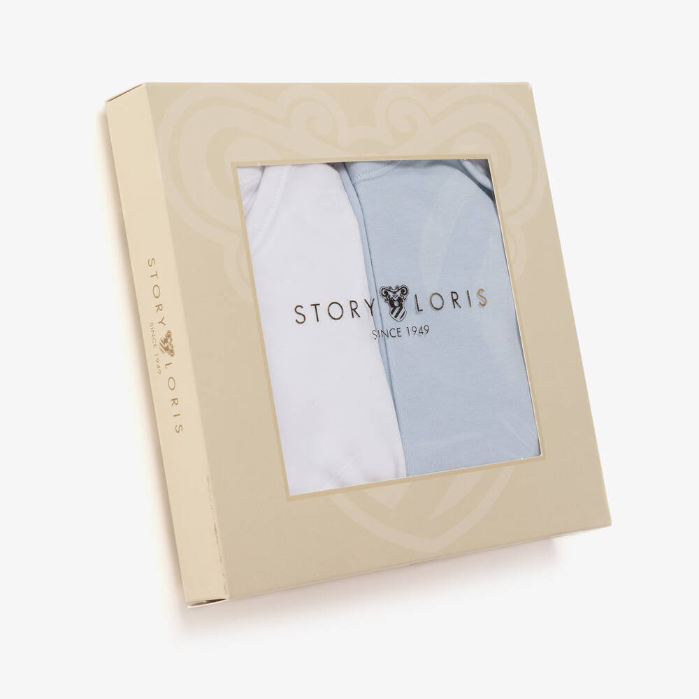 Story Loris-Бело-голубые хлопковые боди (2шт.) | Childrensalon Outlet
