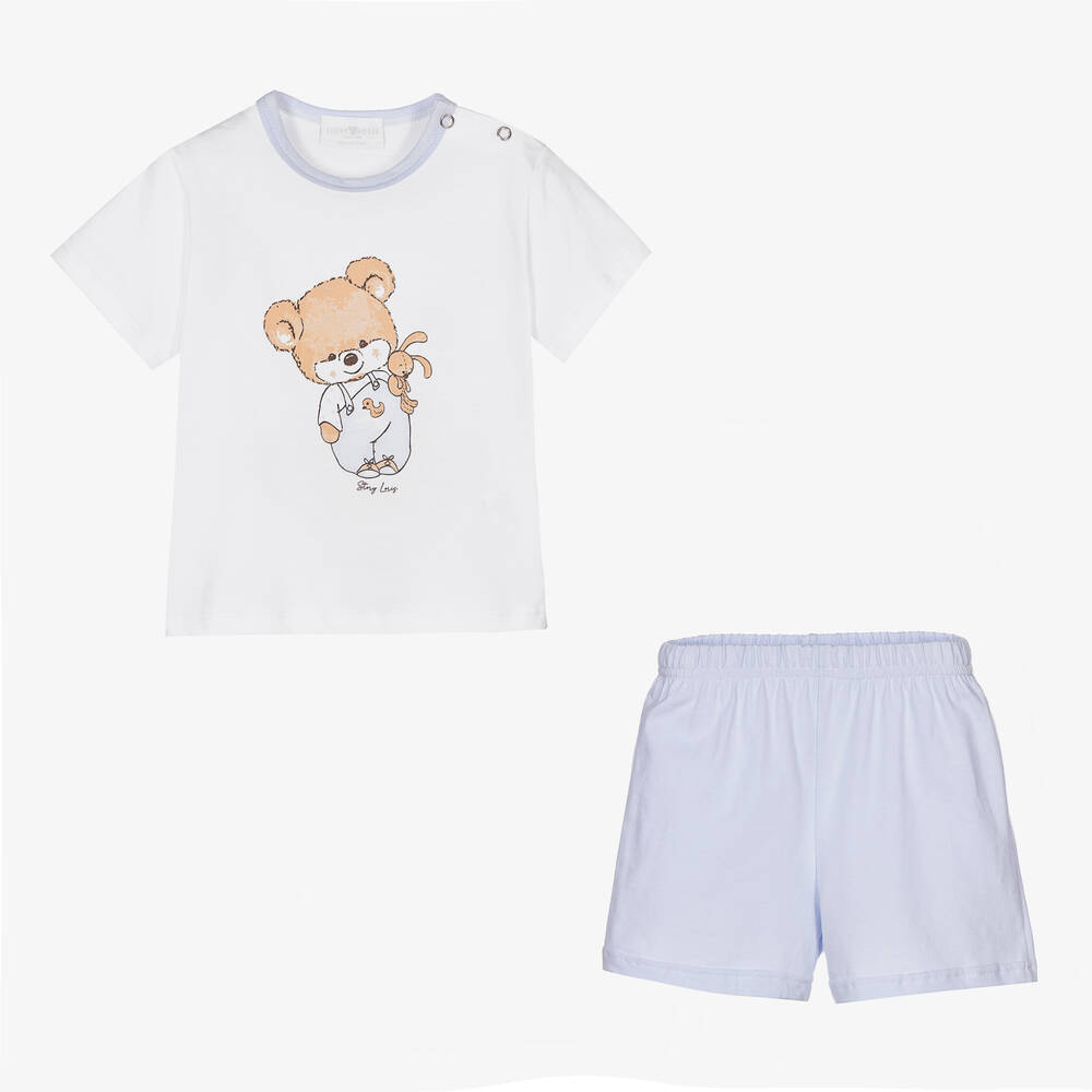 Story Loris-بيجاما قطن لون أزرق وأبيض للأطفال | Childrensalon Outlet