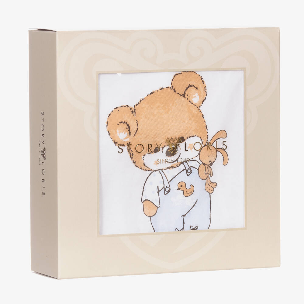 Story Loris-بيجاما قطن لون أزرق وأبيض للأطفال | Childrensalon Outlet