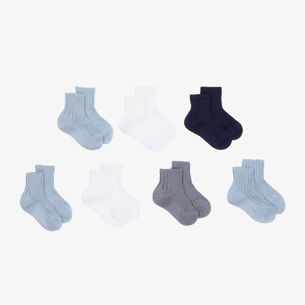 Story Loris-Boys Blue and White Sock Set | Childrensalon Outlet