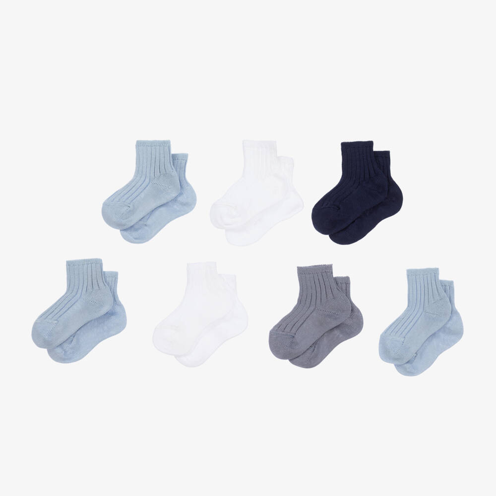 Story Loris-هدية جوارب لون أبيض وأزرق للأطفال (عدد 7) | Childrensalon Outlet