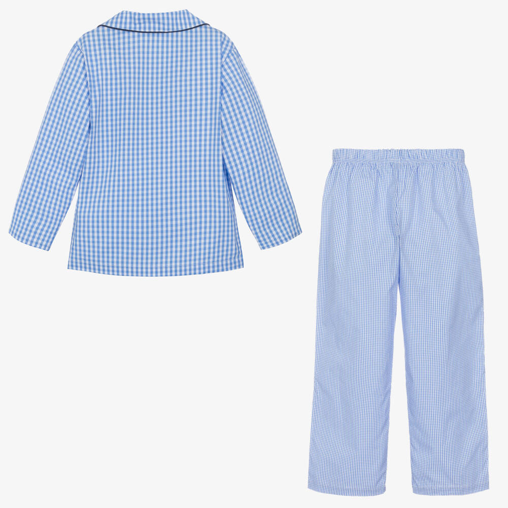 Story Loris-بيجاما كاروهات قطن لون أزرق وأبيض للأولاد | Childrensalon Outlet