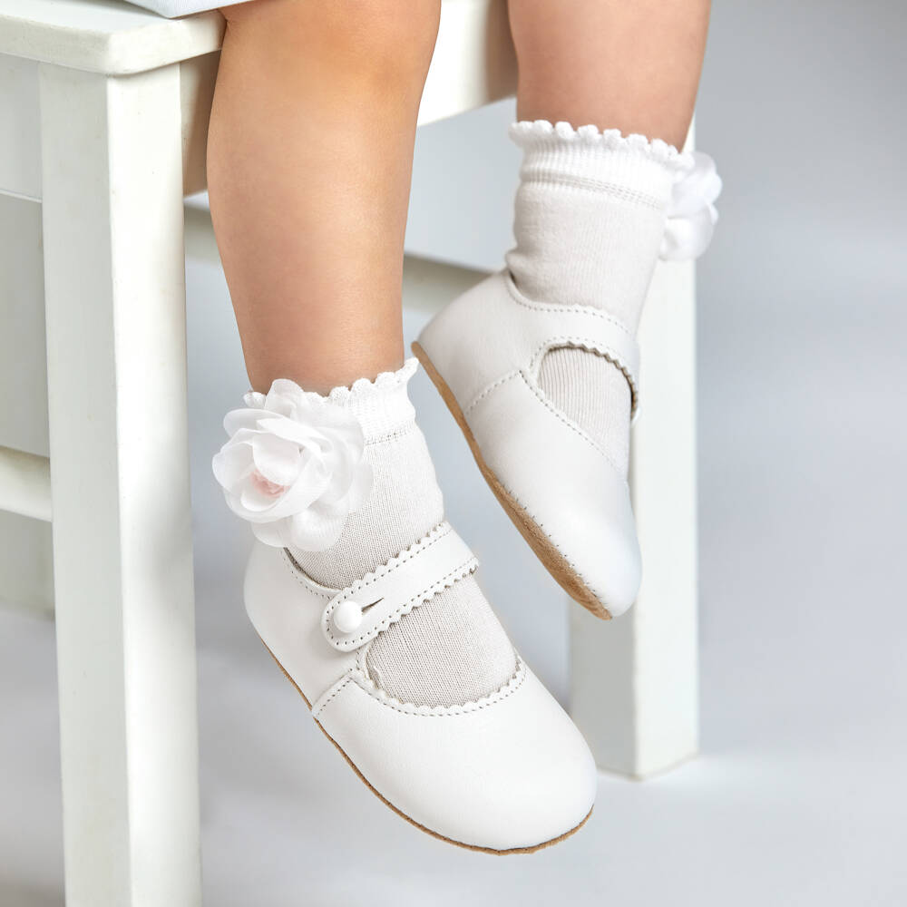 Story Loris-Girls Floral White Cotton Socks | Childrensalon Outlet