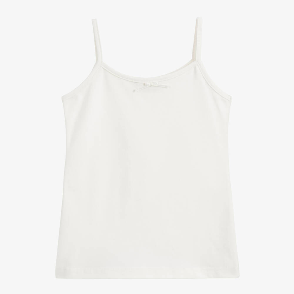 Story Loris - Girls Ivory Cotton Vest Top | Childrensalon