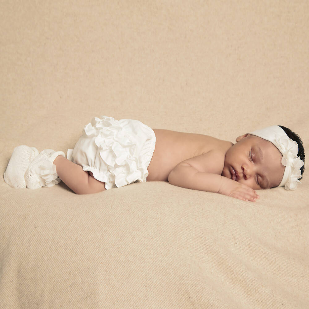 Story Loris-Кремовый подарочный комплект из повязки на голову и пинеток для девочек | Childrensalon Outlet