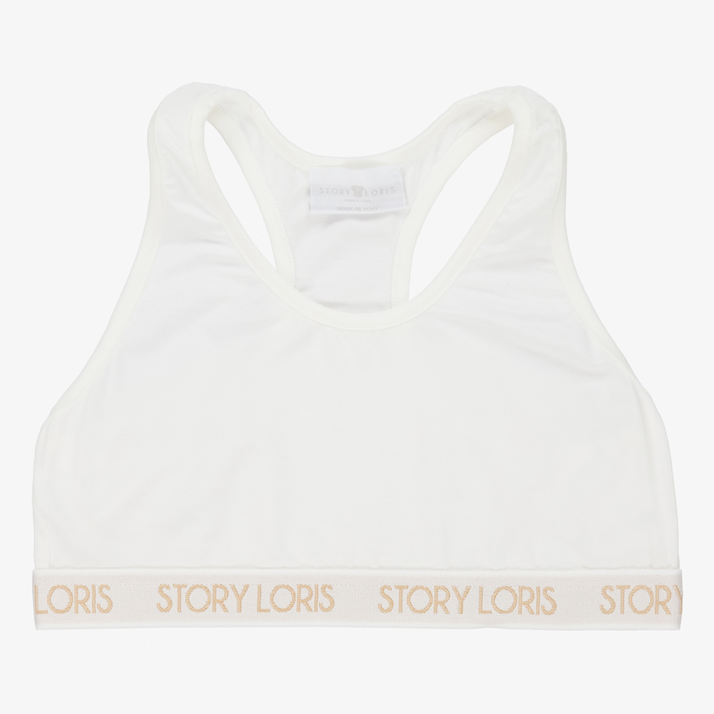 Story Loris - Girls Ivory Logo Bra Top | Childrensalon