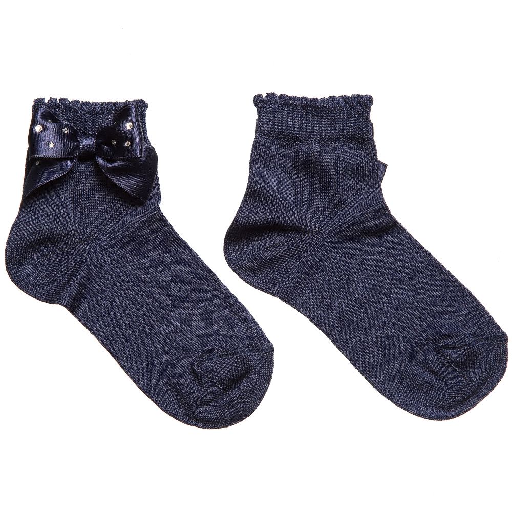 Story Loris - Girls Navy Blue Socks with Diamanté Bow | Childrensalon ...