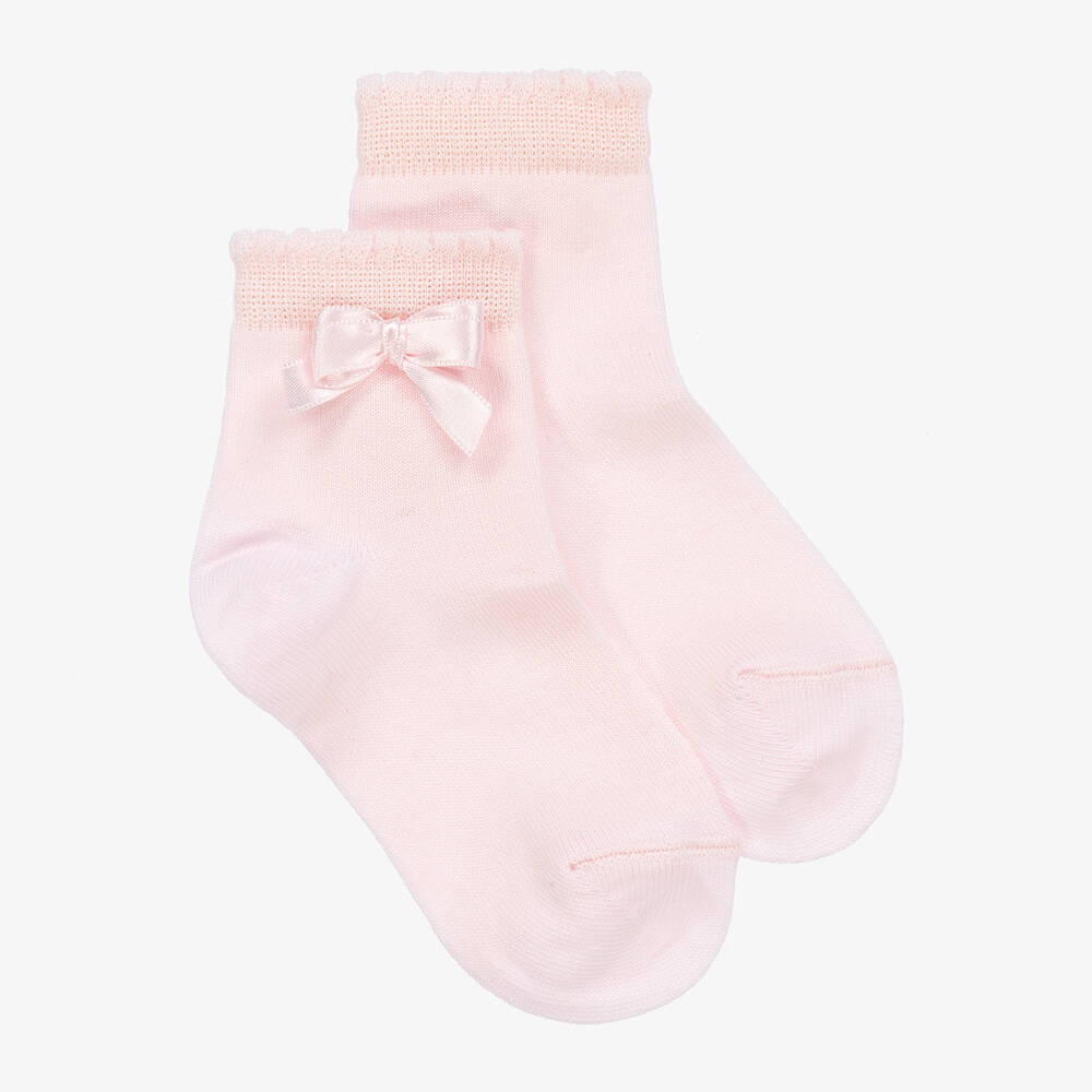 Story Loris-Girls Pink Bow Cotton Socks | Childrensalon Outlet