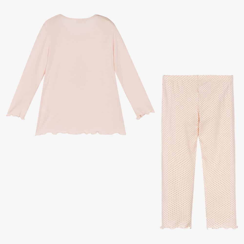 Story Loris-Girls Pink Bunny & Dot Modal Pyjamas | Childrensalon Outlet