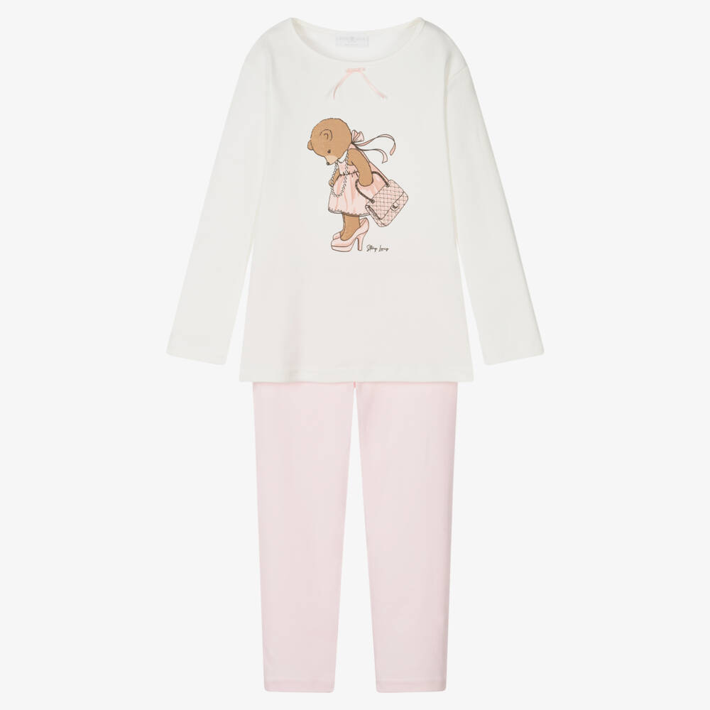 Story Loris-Girls Pink & Cream Sleepwear Set | Childrensalon Outlet