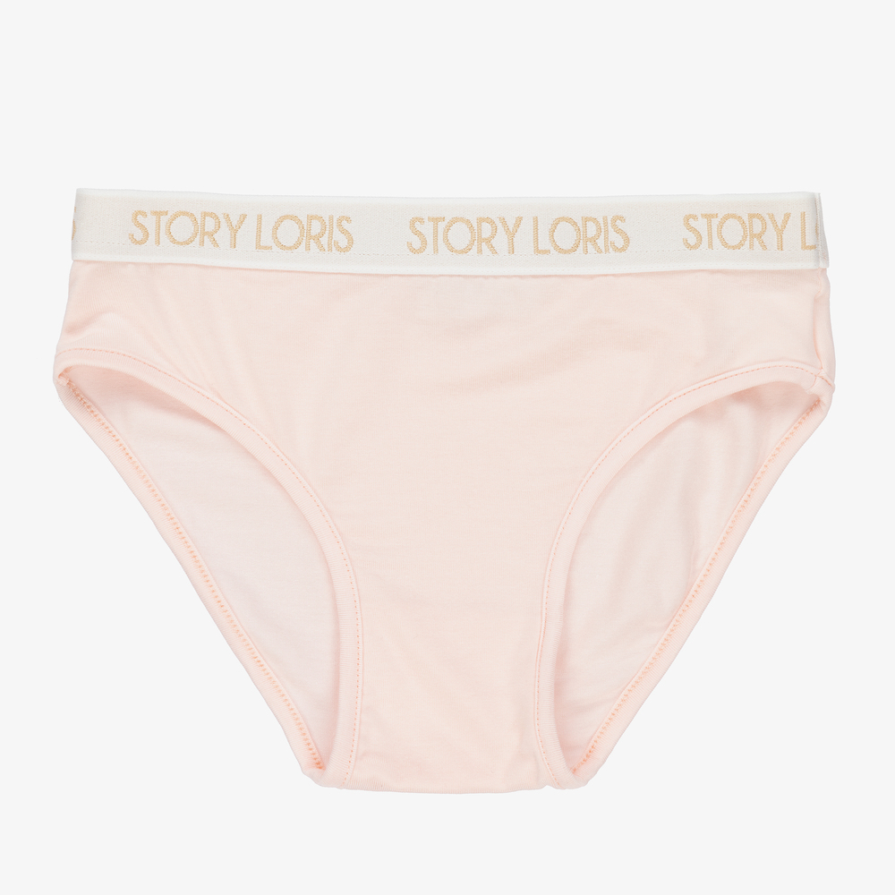 Story Loris - Girls Pink Logo Knickers | Childrensalon