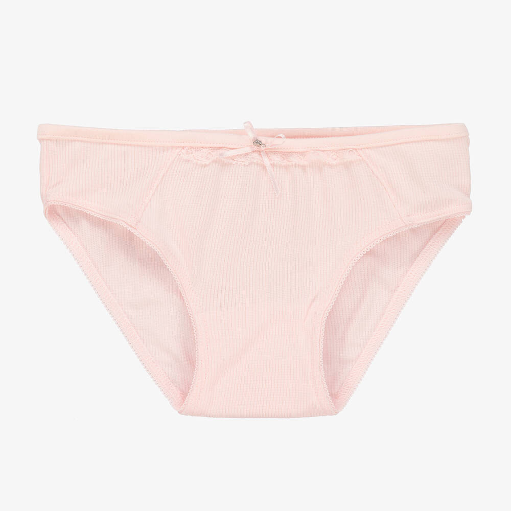 Girls Pink Modal & Lace Knickers