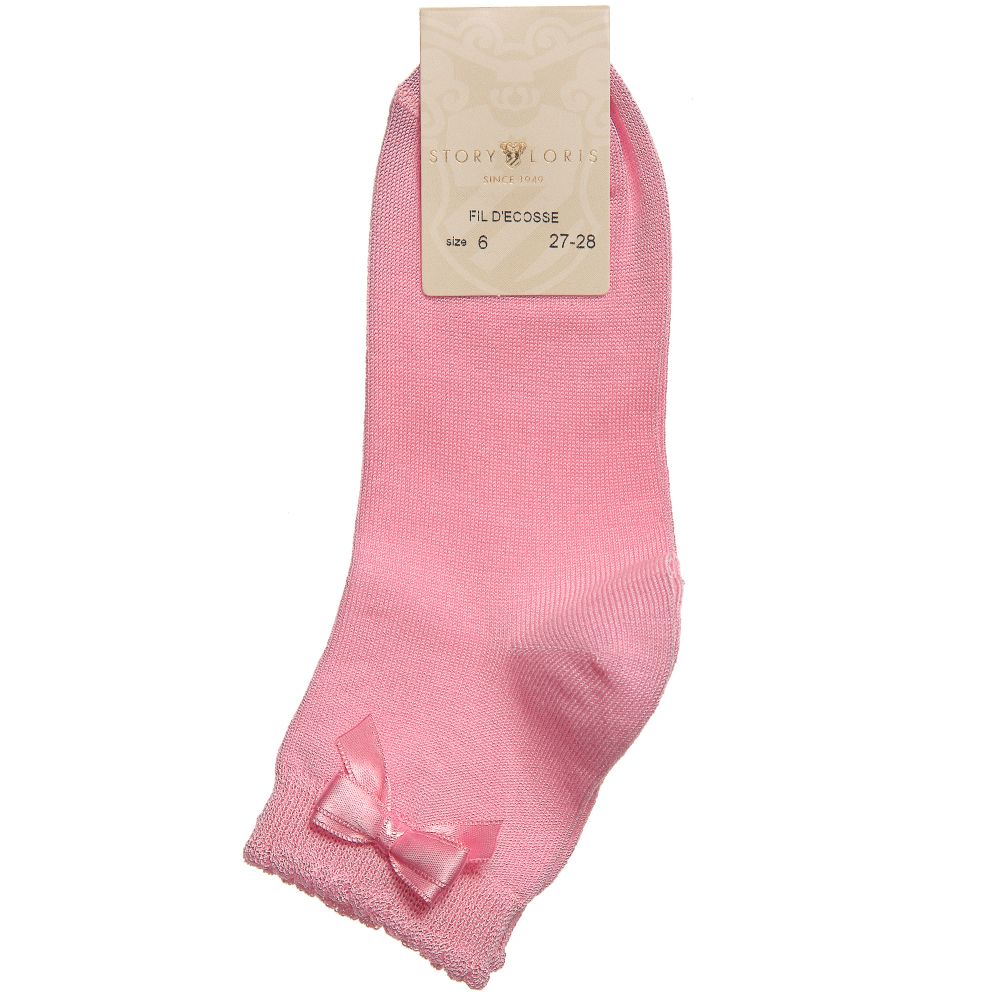 Story Loris-Girls Pink Socks with Bow | Childrensalon Outlet