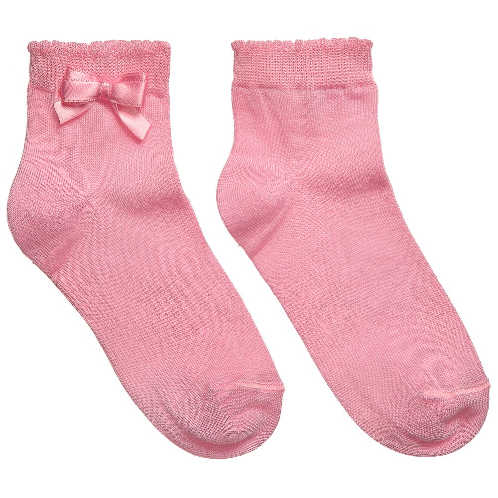 Story Loris - Girls Pink Socks with Bow | Childrensalon