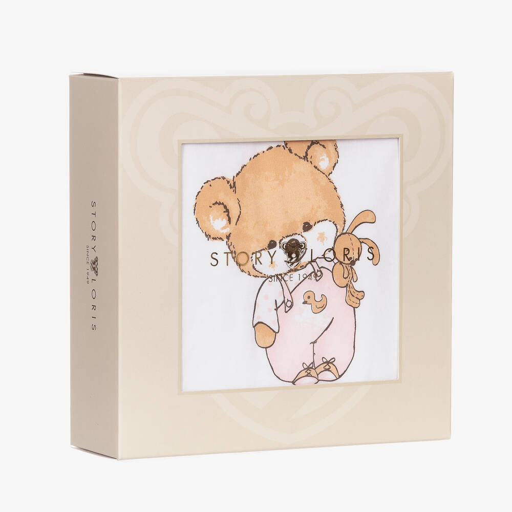 Story Loris-بيجاما أطفال بناتي قطن لون زهري وأبيض | Childrensalon Outlet