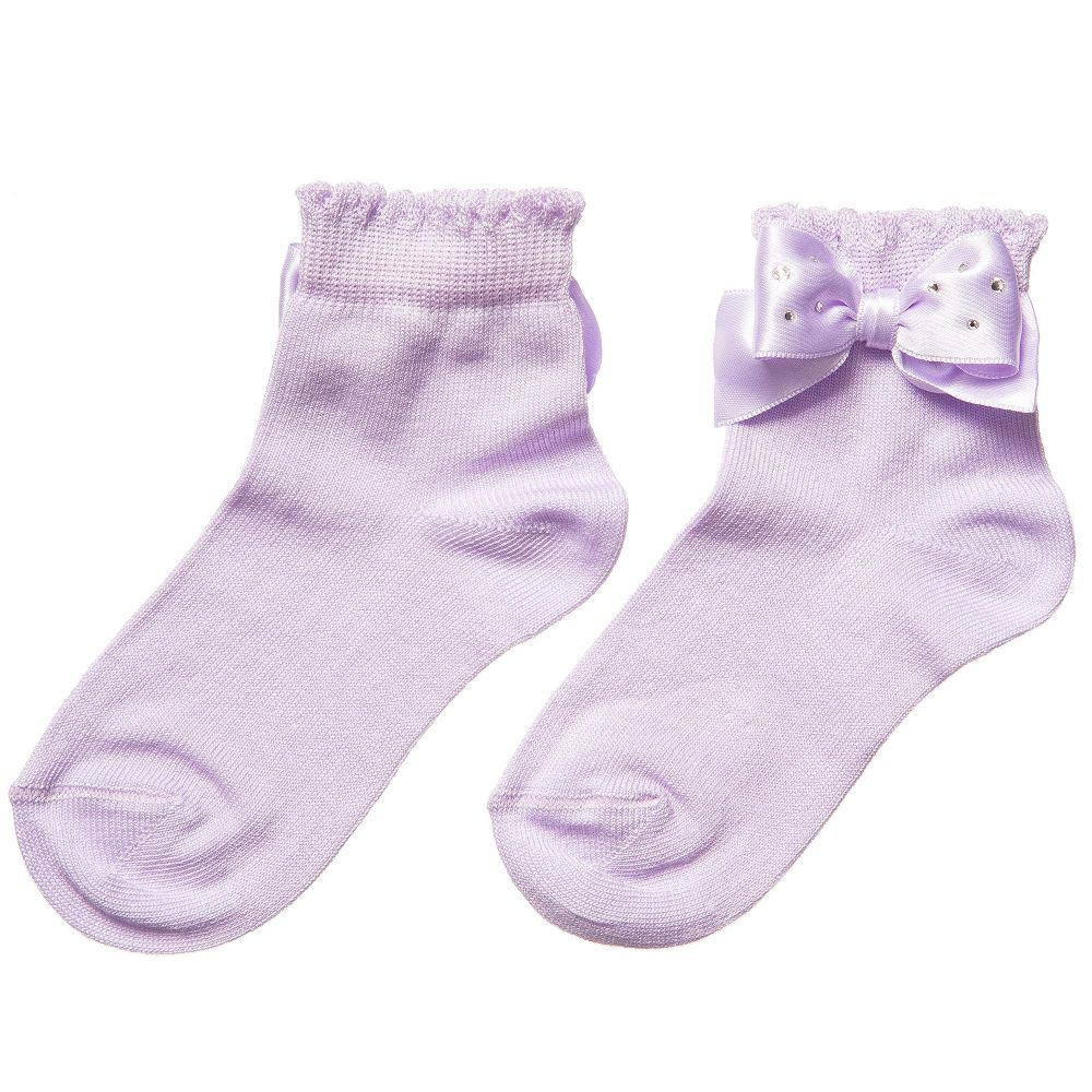 Story Loris Girls Purple Socks with Diamant Bow