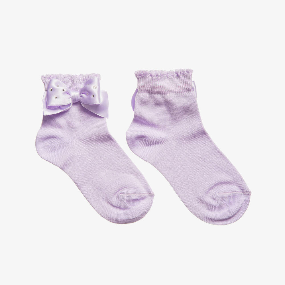 Story Loris-Girls Purple Socks with Diamanté Bow | Childrensalon Outlet