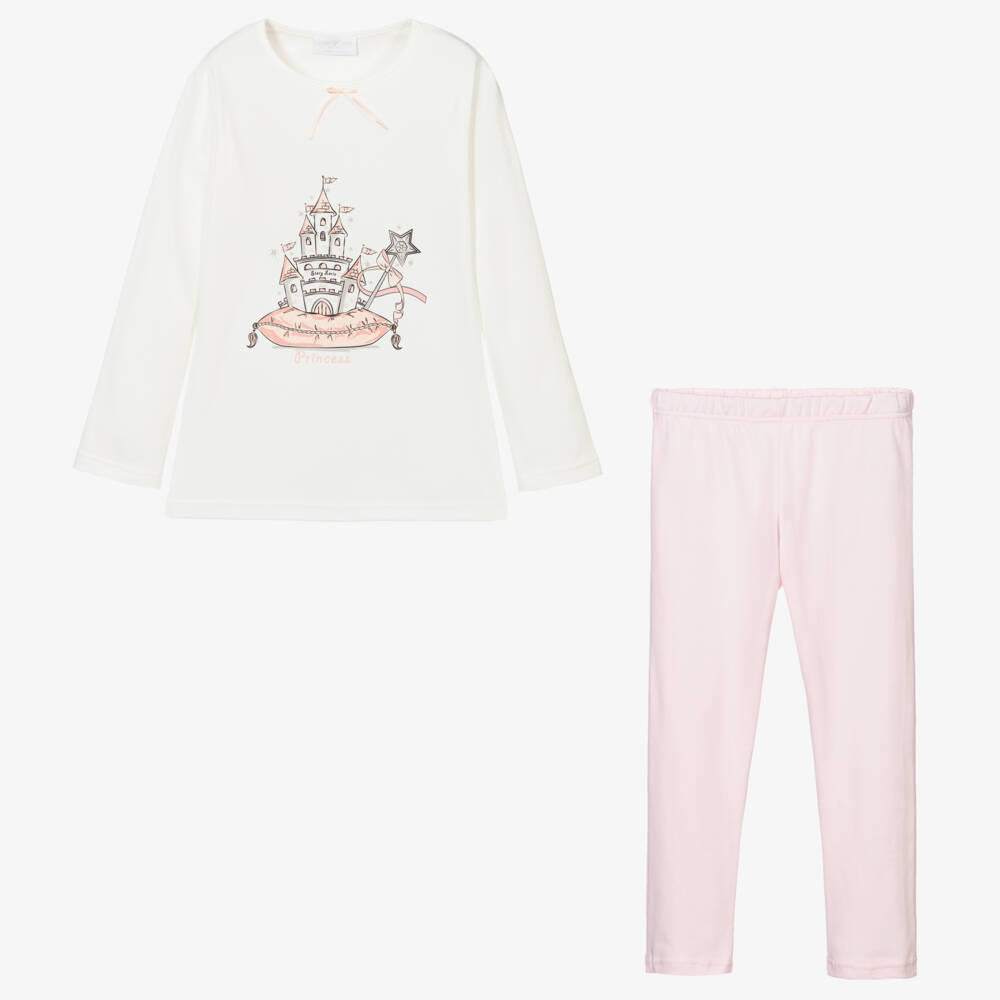 Story Loris-Girls Soft Ivory & Pink Nightwear | Childrensalon Outlet