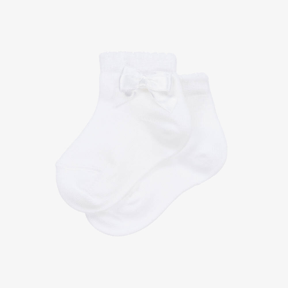 Story Loris-Girls White Bow Adorned Socks | Childrensalon Outlet