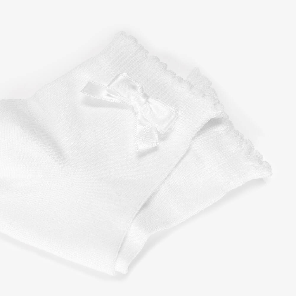 Story Loris-Girls White Bow Cotton Socks | Childrensalon Outlet