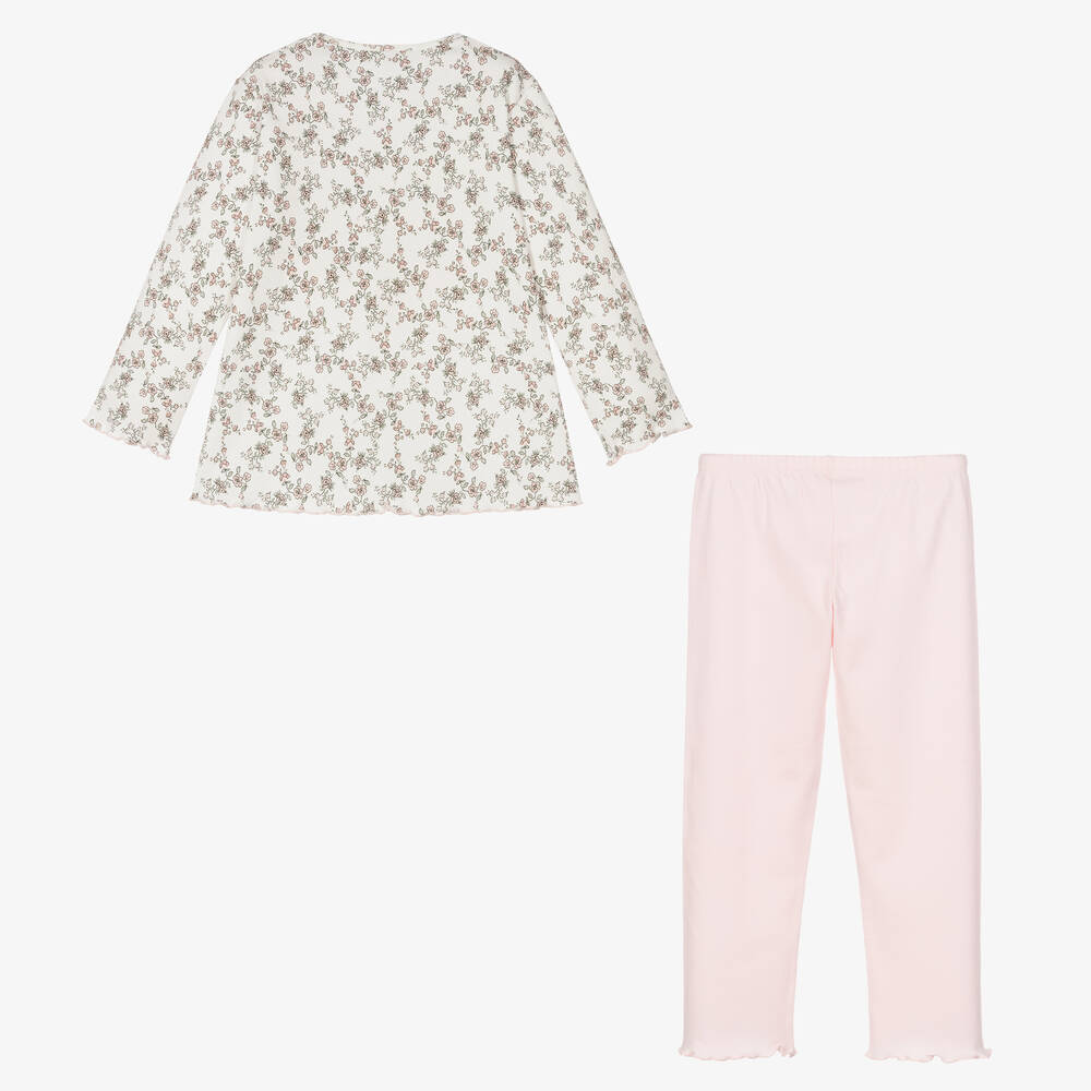 Story Loris-Бело-розовая хлопковая пижама для девочек | Childrensalon Outlet