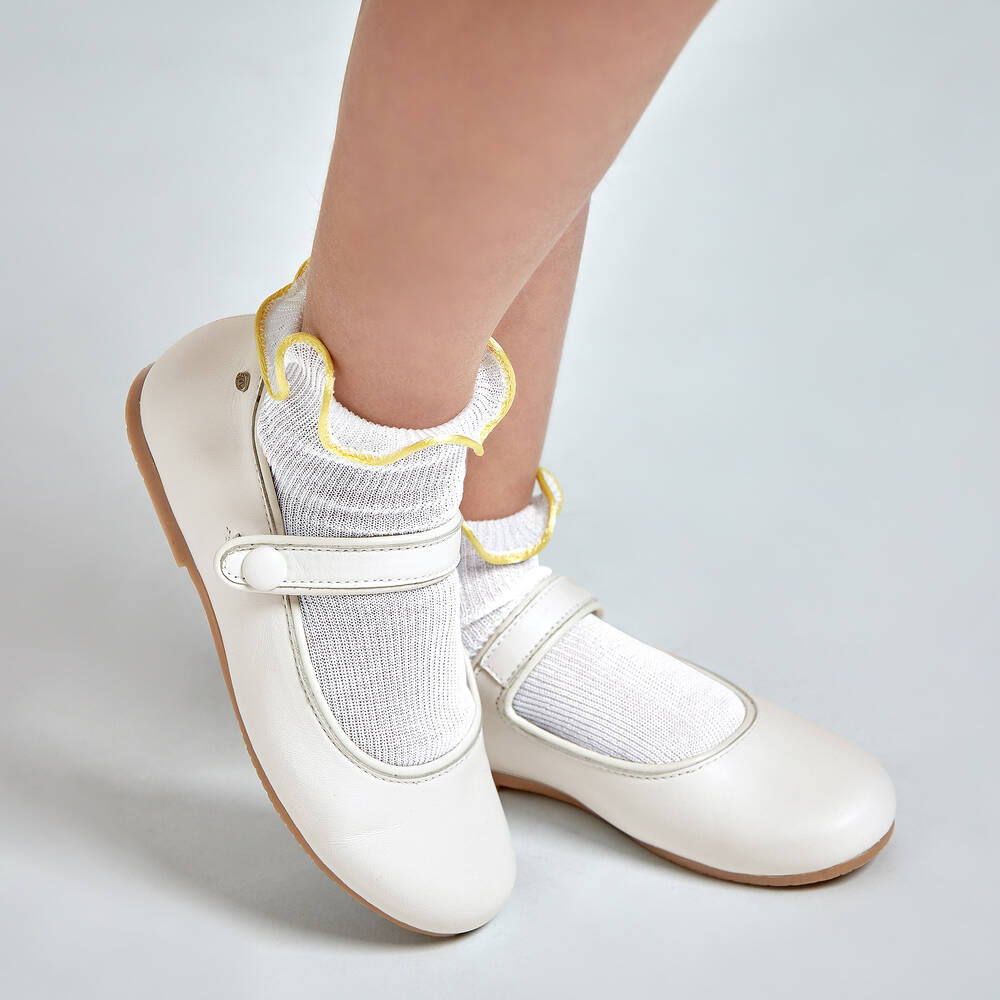 Story Loris-Girls White & Yellow Ruffle Socks | Childrensalon Outlet