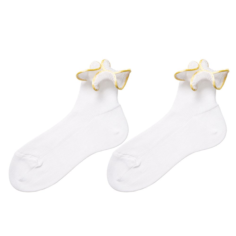 Story Loris-Girls White & Yellow Ruffle Socks | Childrensalon Outlet