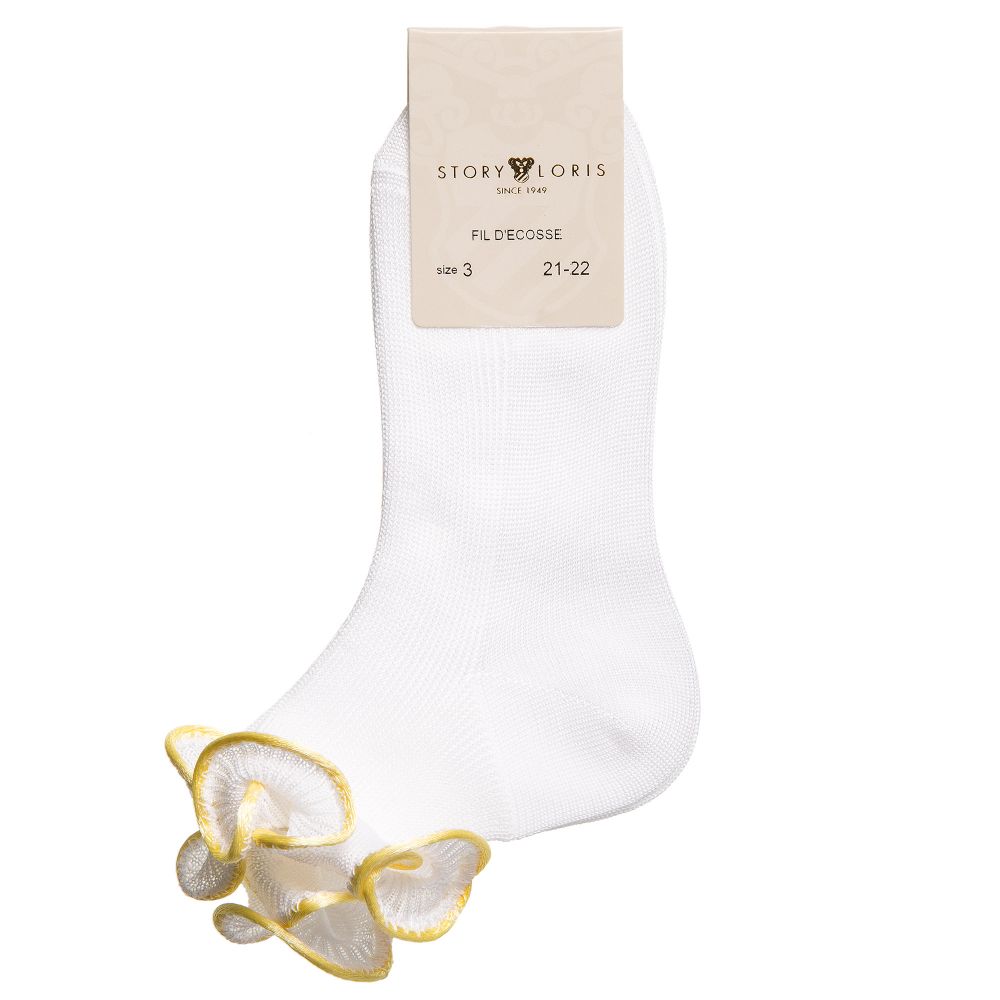 Story Loris-Girls White & Yellow Ruffle Socks | Childrensalon Outlet