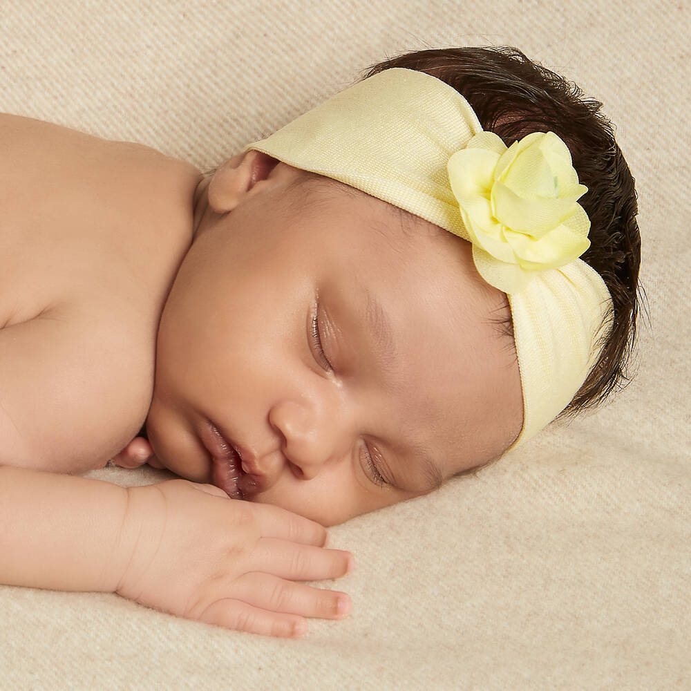 Story Loris-طوق للرأس قطن لون أصفر مزين بوردة | Childrensalon Outlet