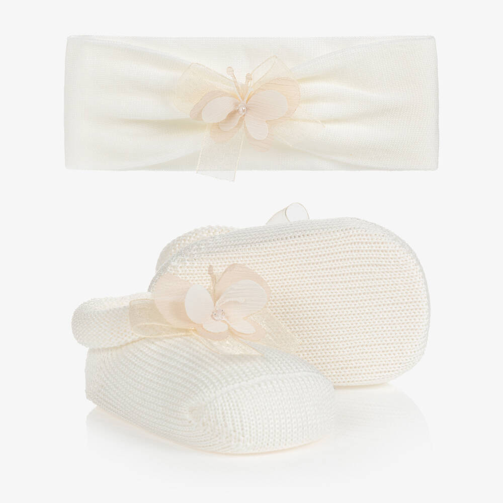 Story Loris-Ivory Booties & Headband Set  | Childrensalon Outlet